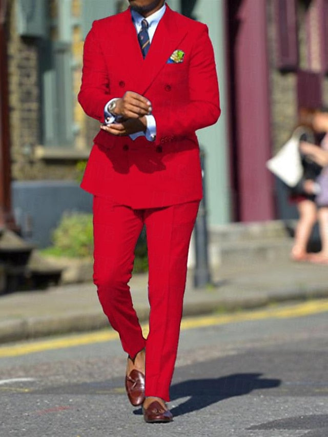 Double-Breasted Six-Button Wedding Suit For Men In Standard Fit 2-Piece Set