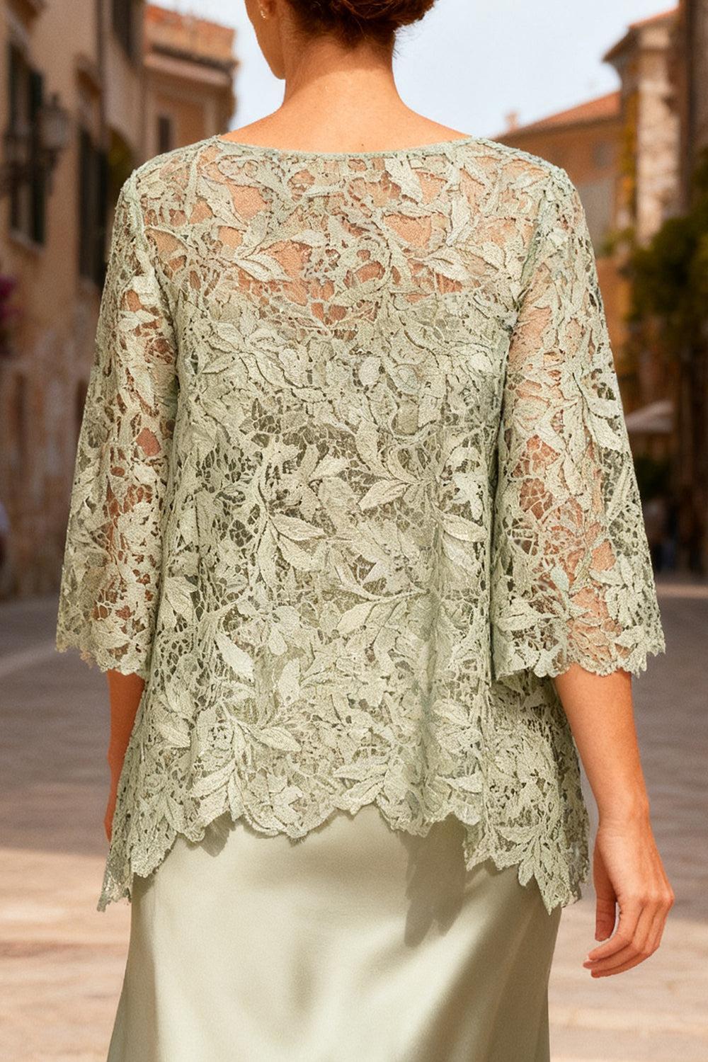 Dreamyannie Dusty Sage Satin Bateau Neck Ankle Length Mother Of The Bride Dress With Sleeves