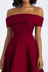 Dressystars A Line Burgundy Wedding Guest Dress Off The Shoulder Formal Dress