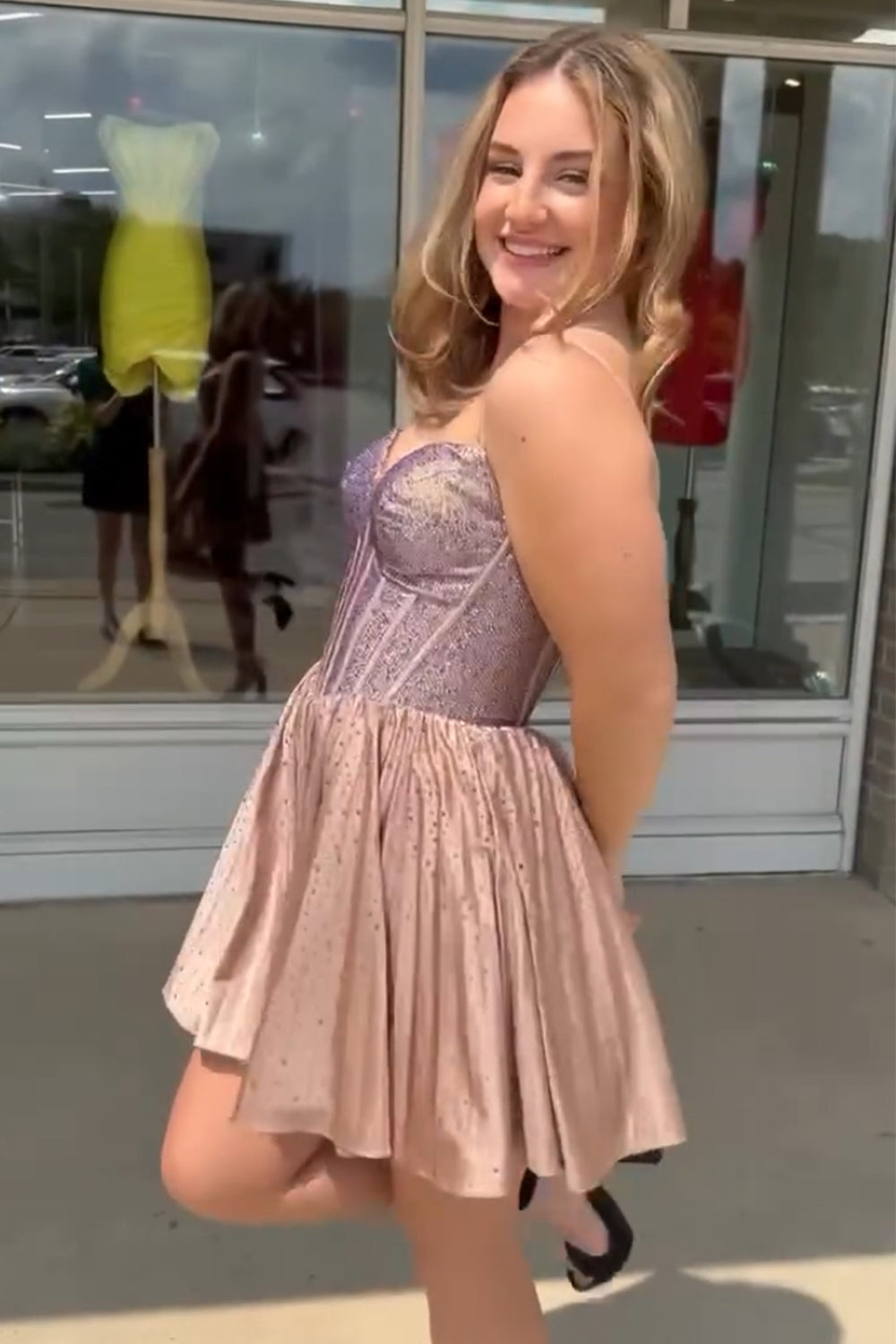 Dressystars A Line Homecoming Dress Beaded Corset Short Prom Dress