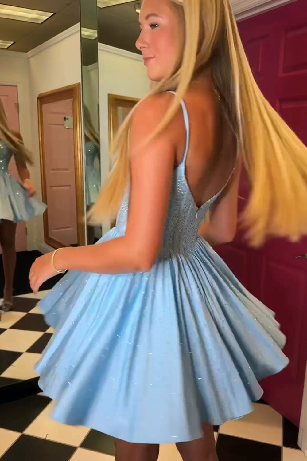 Dressystars A Line Homecoming Dress Beaded Corset Short Prom Dress