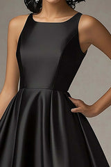Dressystars A Line Knee-Length Scoop Neck Black Wedding Guest Dress Formal Dress