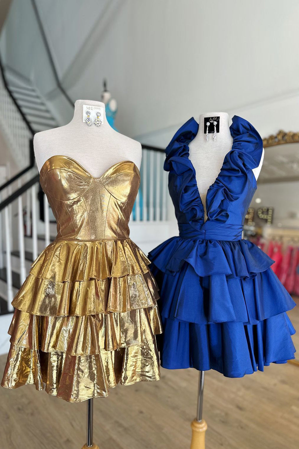 Dressystars A Line Light Blue Homecoming Dress Halter Short Prom Dress With Ruffles