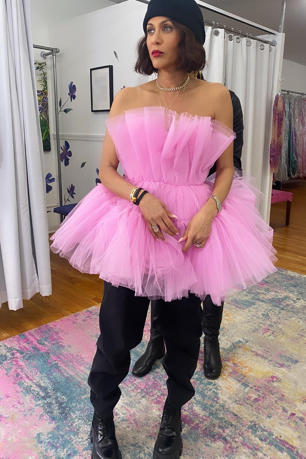 Dressystars A-Line Light Blue Homecoming Dress Strapless Tiered Tulle Short Prom Dress