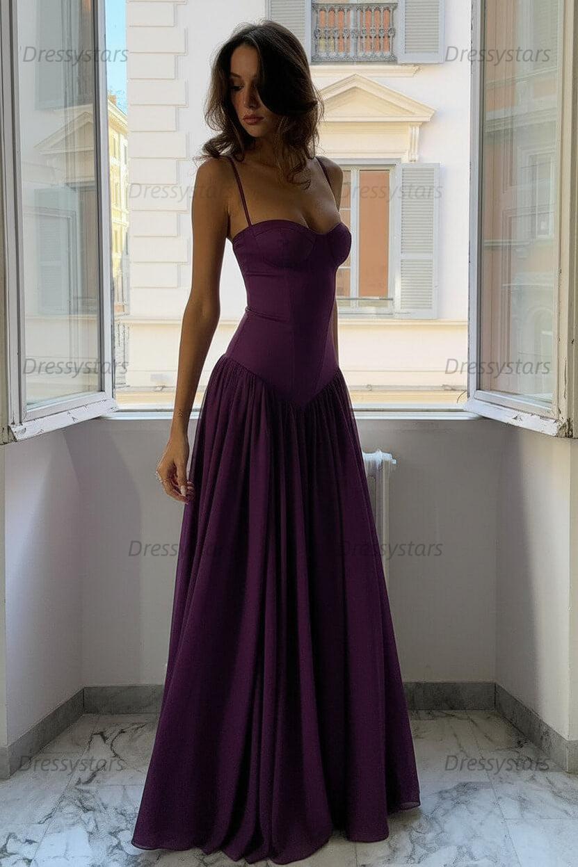 Dressystars A Line Spaghetti Straps Pink Corset Prom Dress With Ruffles Formal Evening Gown