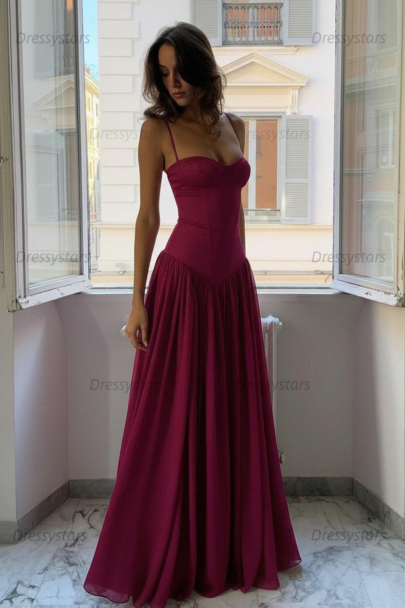 Dressystars A Line Spaghetti Straps Pink Corset Prom Dress With Ruffles Formal Evening Gown