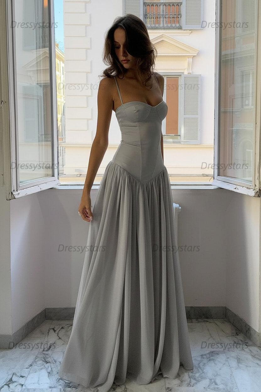 Dressystars A Line Spaghetti Straps Pink Corset Prom Dress With Ruffles Formal Evening Gown