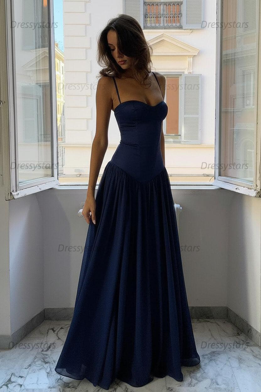 Dressystars A Line Spaghetti Straps Pink Corset Prom Dress With Ruffles Formal Evening Gown