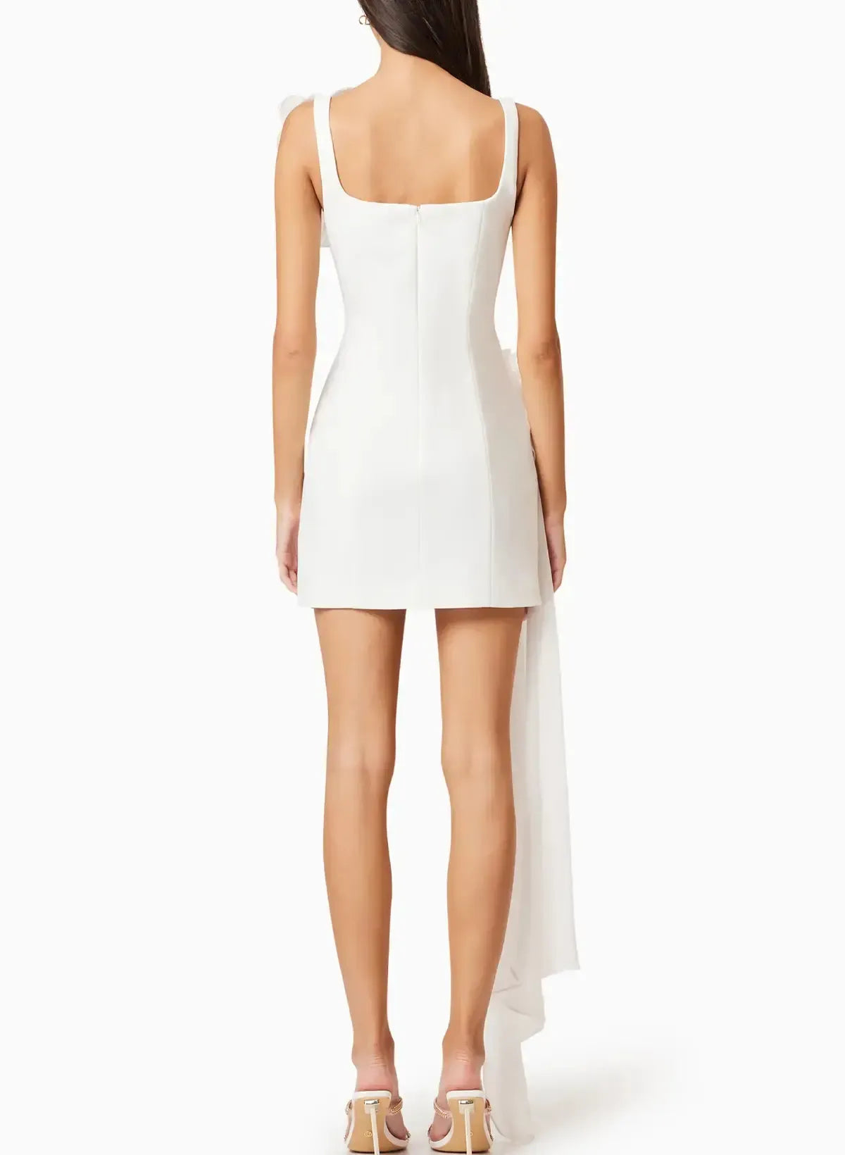 Dressystars A Line Square Neckline Sleeveless Short Mini Satin Tulle Wedding Dress with Side Drape