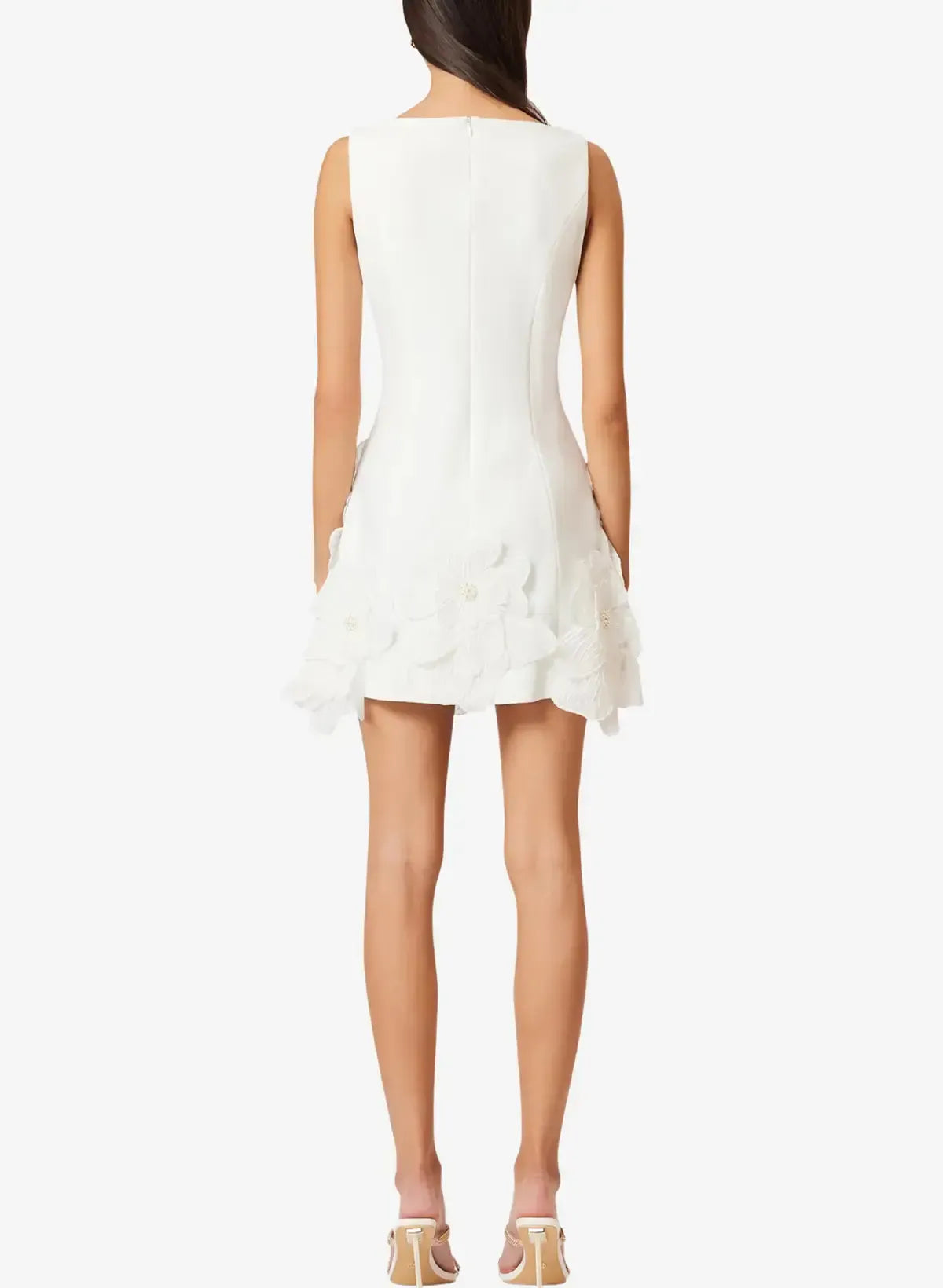 Dressystars A Line Square Neckline Sleeveless Short Mini Satin Wedding Dress with Flower