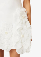 Dressystars A Line Square Neckline Sleeveless Short Mini Satin Wedding Dress with Flower