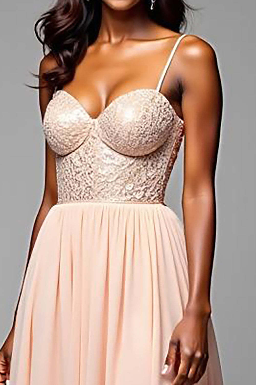 Dressystars A Line Sweetheart Champagne Wedding Guest Dress Long Formal Dress
