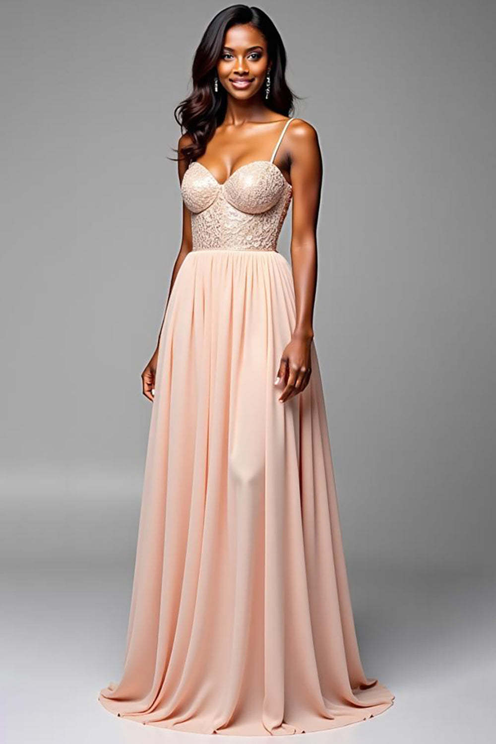 Dressystars A Line Sweetheart Champagne Wedding Guest Dress Long Formal Dress