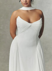 Dressystars A Line Sweetheart Sleeveless Sweep Train Chiffon Wedding Dress with Pleats