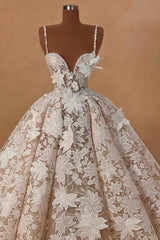 Dressystars A Line Wedding Dress Spaghetti Straps Lace Appliques Sleeveless Bridal Gown