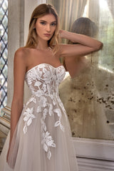 Dressystars A Line Wedding Dress Sweetheart Floor Length Bridal Gown with Lace Appliques