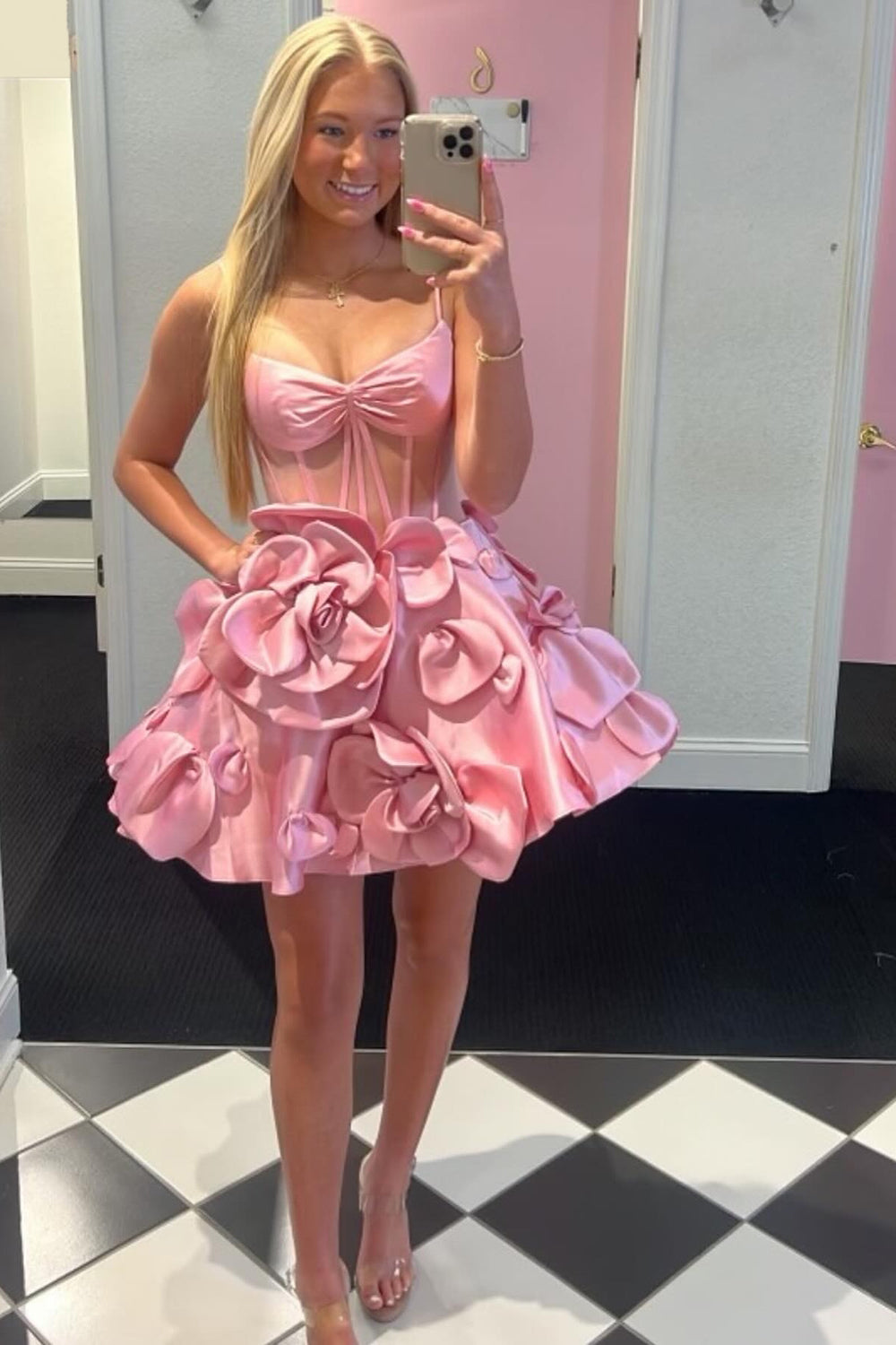 Dressystars A Line Yellow Homecoming Dress Corset Short Prom Dress With 3D Flowers