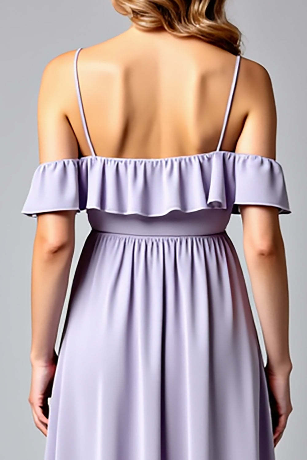 Dressystars Backless Ruched Lilac V-Neck Long Formal Dress