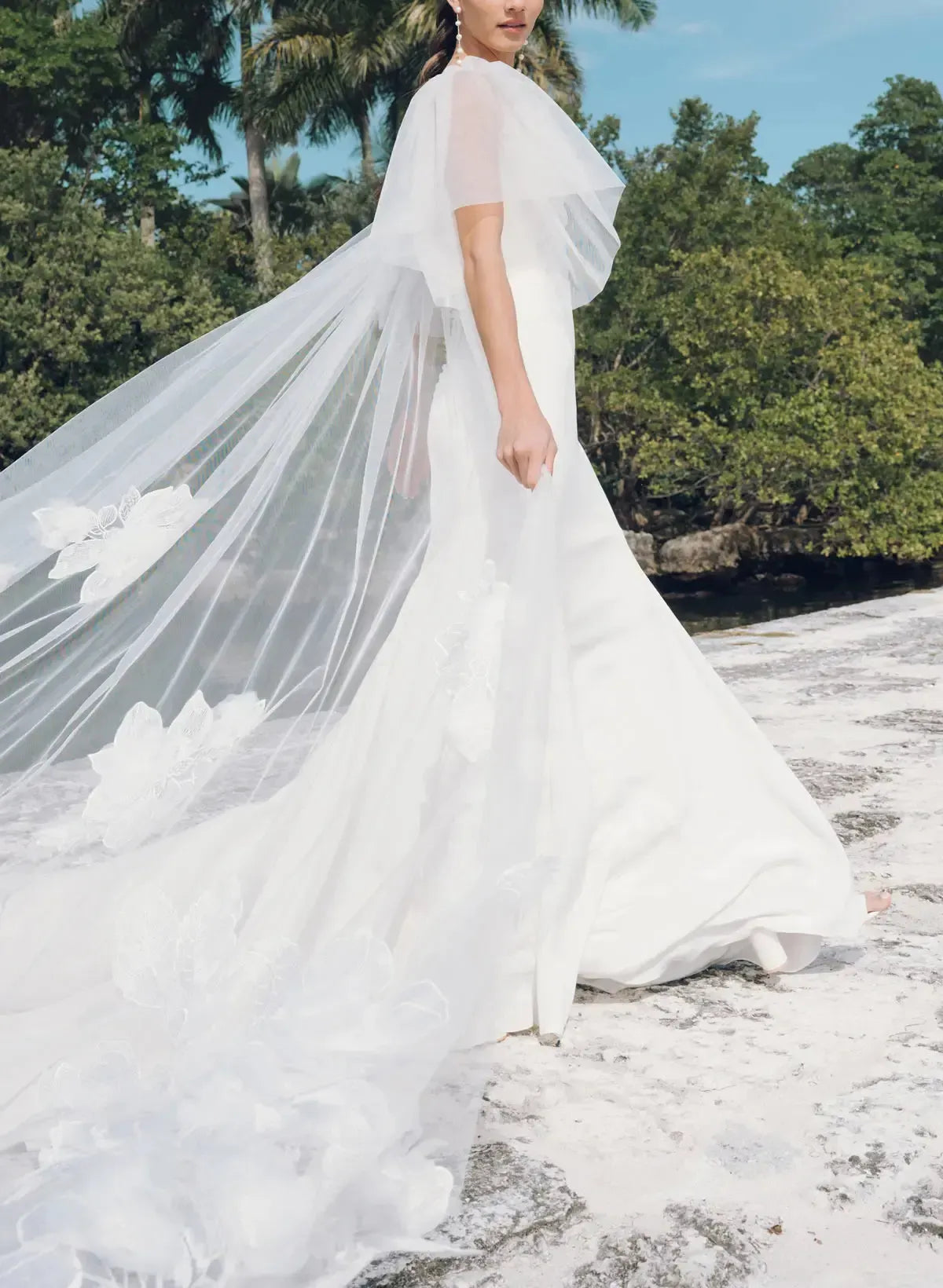 Dressystars Ball Gown Off the Shoulder Cape Sleeves Chapel Train Crepe Satin Wedding Dress with Flower