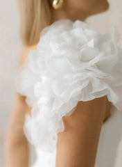 Dressystars Ball Gown One Shoulder Sleeveless Chapel Train Chiffon Wedding Dress with Pockets