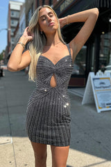 Dressystars Beaded Black Homecoming Dress Tight Short Prom Dress