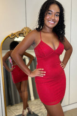 Dressystars Beaded Red Homecoming Dress Tight Short Prom Dress
