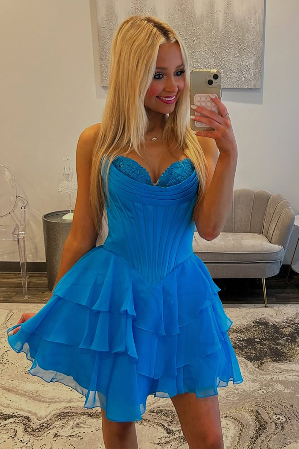 Dressystars Black Corset A Line Homecoming Dresses Short Cocktail Dresses With Ruffles