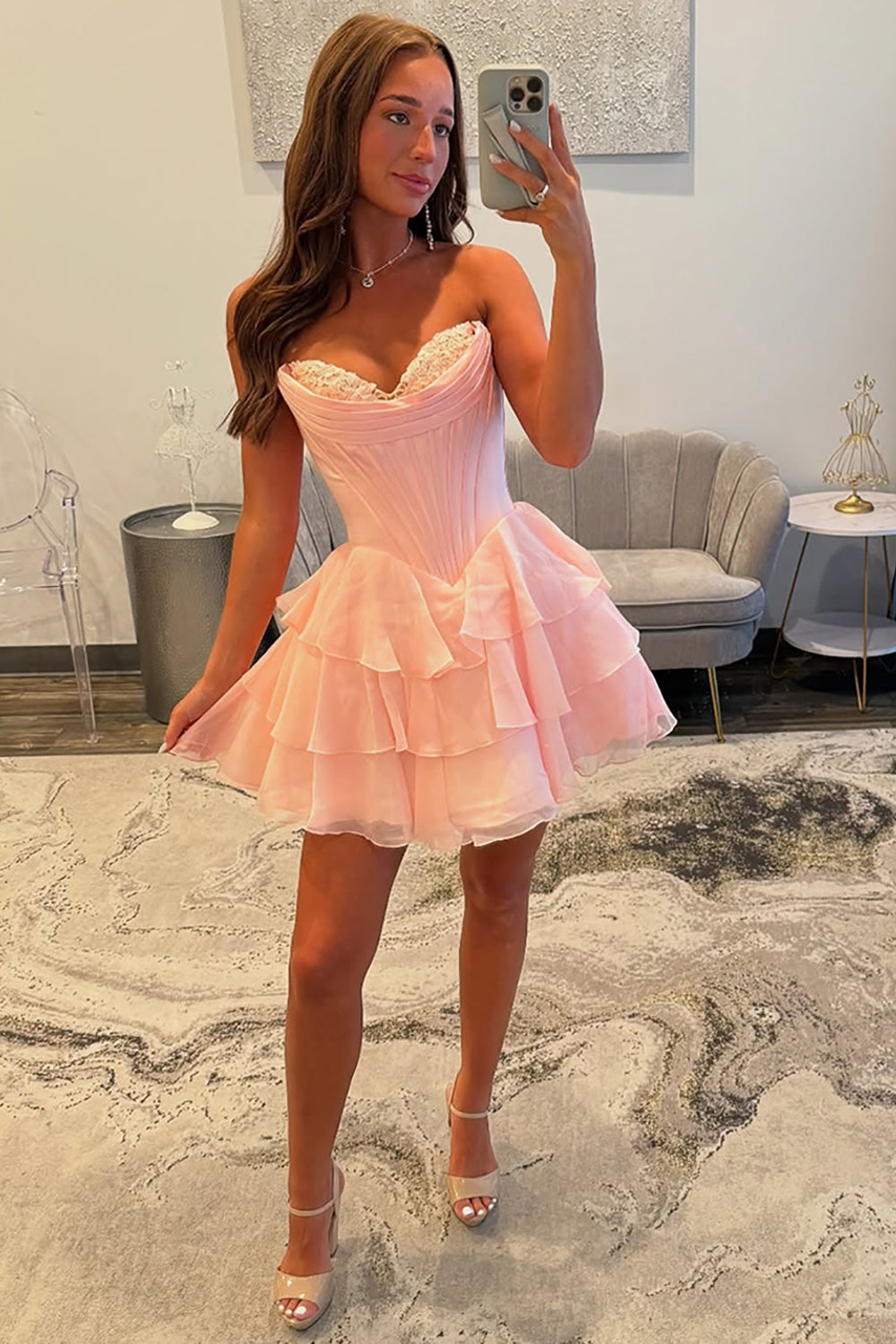 Dressystars Black Corset A Line Homecoming Dresses Short Cocktail Dresses With Ruffles