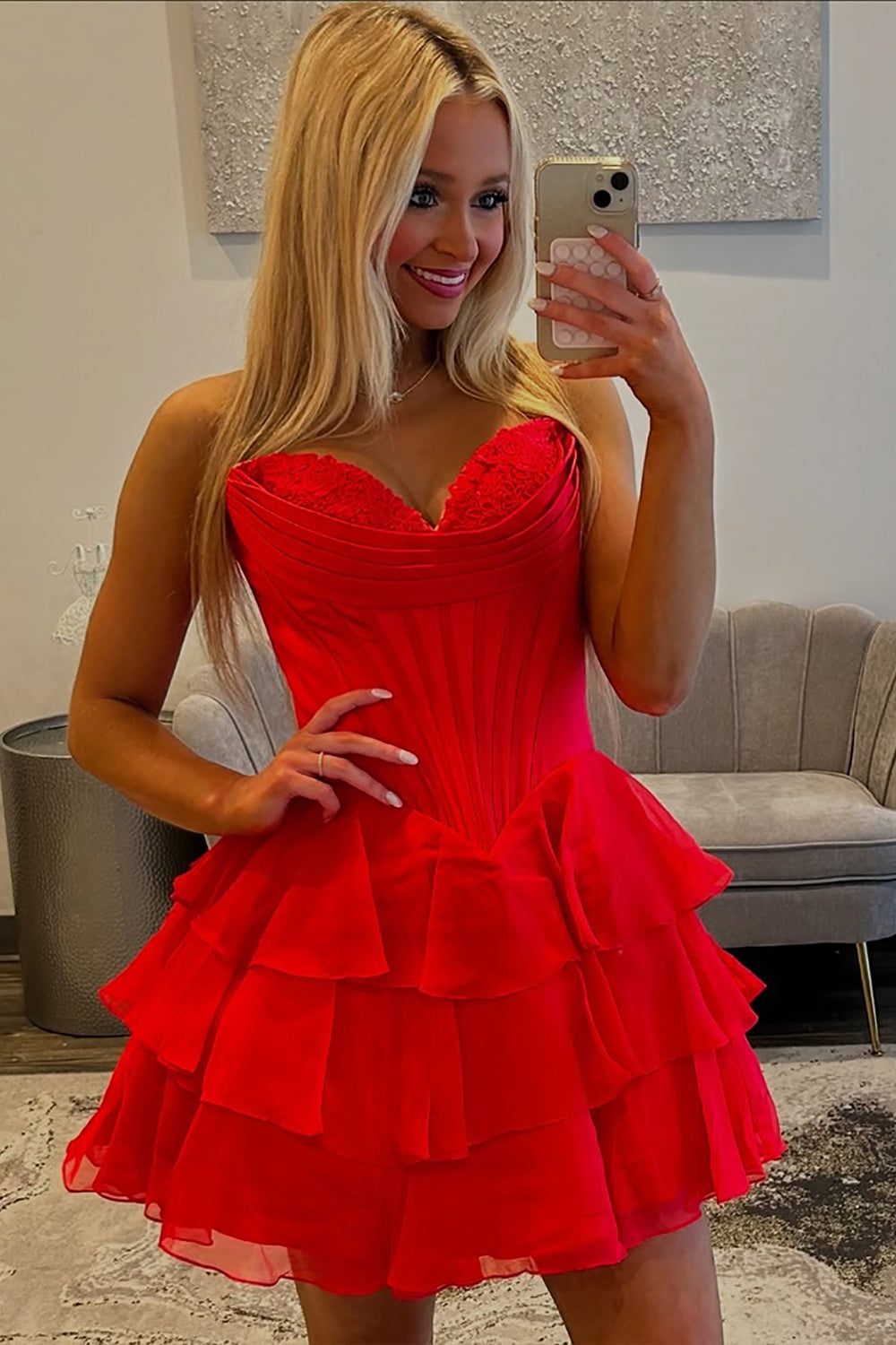 Dressystars Black Corset A Line Homecoming Dresses Short Cocktail Dresses With Ruffles