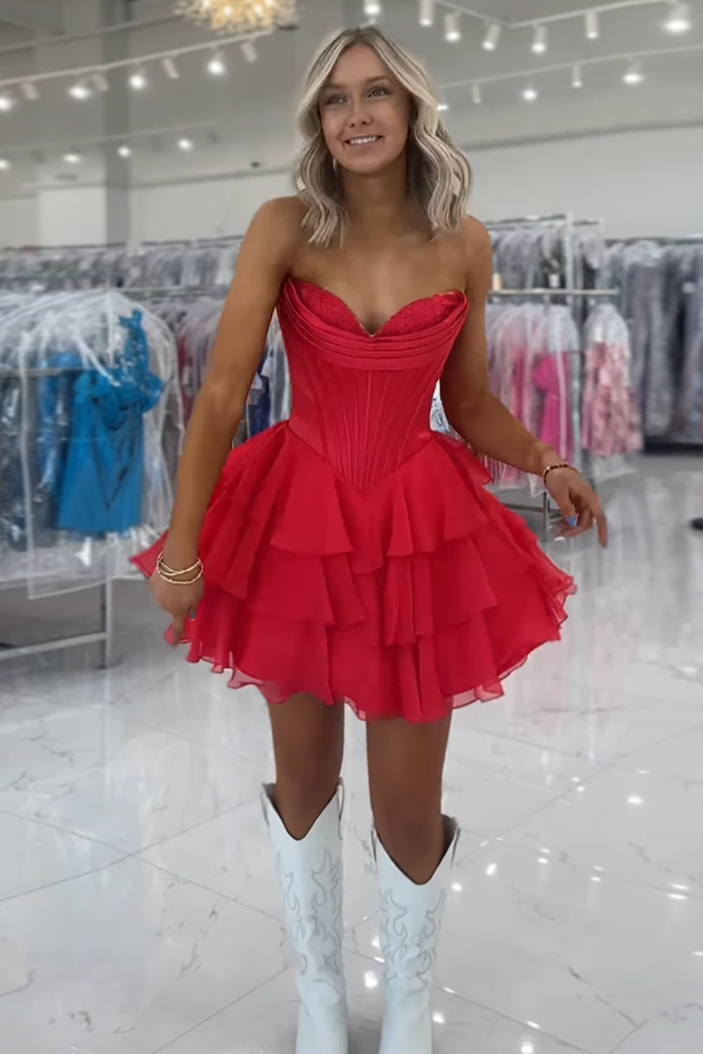 Dressystars Black Corset A Line Homecoming Dresses Short Cocktail Dresses With Ruffles