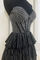 Dressystars Black Homecoming Dress A Line Corset Short Prom Dress With Ruffles