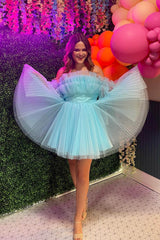 Dressystars Black Homecoming Dress A-Line Detachable Long Sleeves Tulle Short Prom Dress