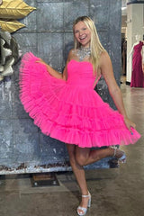 Dressystars Black Homecoming Dress A-Line Sweetheart Tulle Tiered Corset Short Prom Dress