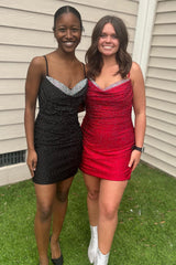 Dressystars Black Homecoming Dress Beaded Tight Short Prom Dress