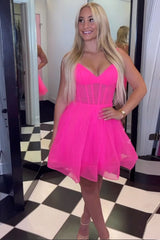 Dressystars Black Homecoming Dress Corset A-Line Short Tulle Prom Dress