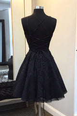 Dressystars Black Homecoming Dress Corset Lace A-Line Short Prom Dress