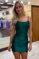 Dressystars Black Homecoming Dress Corset Tight Short Prom Dress with Lace