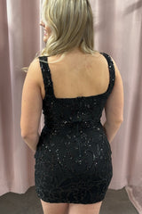 Dressystars Black Homecoming Dress Corset Tight Short Sequin Prom Dress
