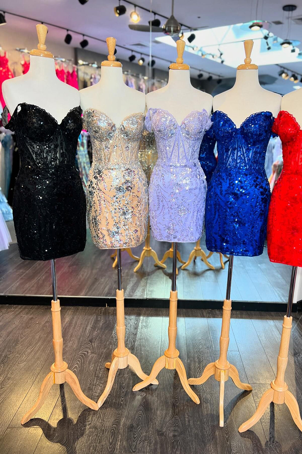 Dressystars Black Homecoming Dress Off The Shoulder Corset Tight Short Prom Dress