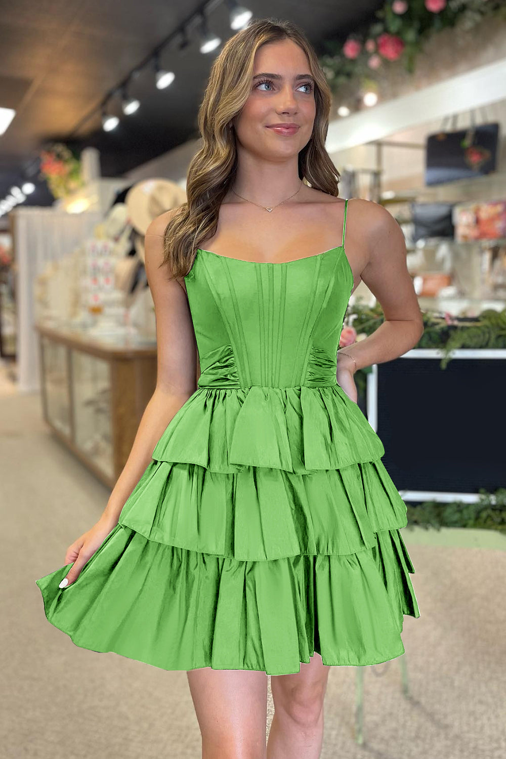 Dressystars Black Homecoming Dress Spaghetti Straps A Line Tiered Short Prom Dress With Bow