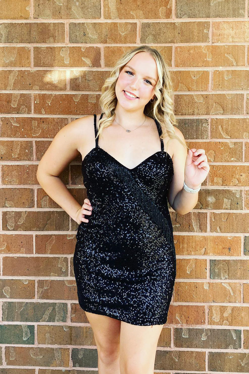 Dressystars Black Homecoming Dress Spaghetti Straps Fringed Tight Short Prom Dress