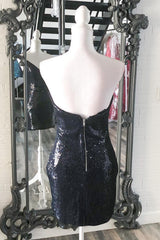 Dressystars Black Homecoming Dress Sweetheart Sequin Tight Short Prom Dress