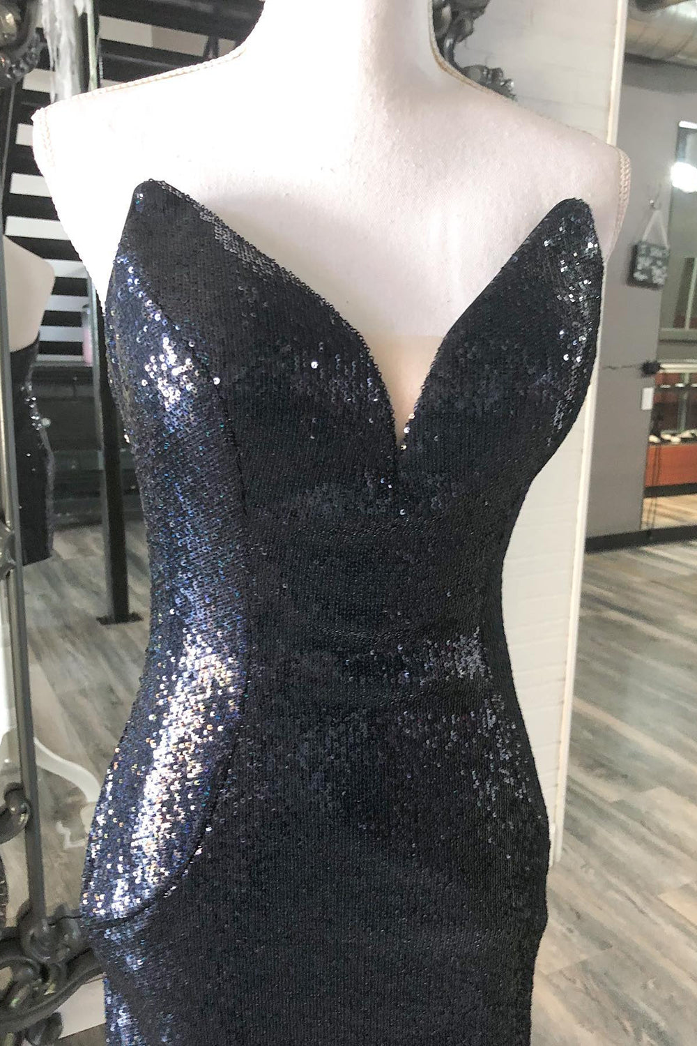Dressystars Black Homecoming Dress Sweetheart Sequin Tight Short Prom Dress