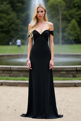Dressystars Black Wedding Guest Dress Sheath Long Off The Shoulder Formal Dress