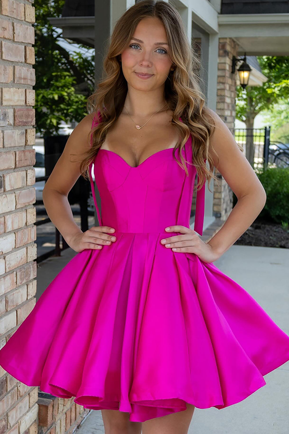 Dressystars Blue A Line Homecoming Dresses Satin Short Corset Cocktail Dresses With Bows