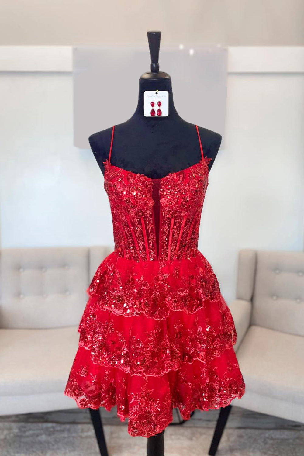 Dressystars Blue Homecoming Dress A Line Corset Tiered Short Prom Dress