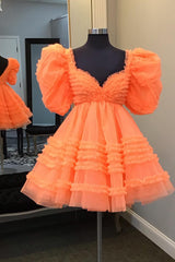 Dressystars Blue Homecoming Dress Ruffled A Line Short Prom Dress