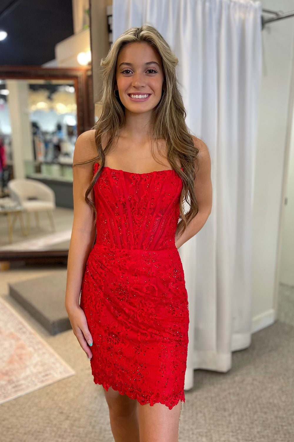 Dressystars Blue Homecoming Dress Strapless Corset Tight Short Prom Dress