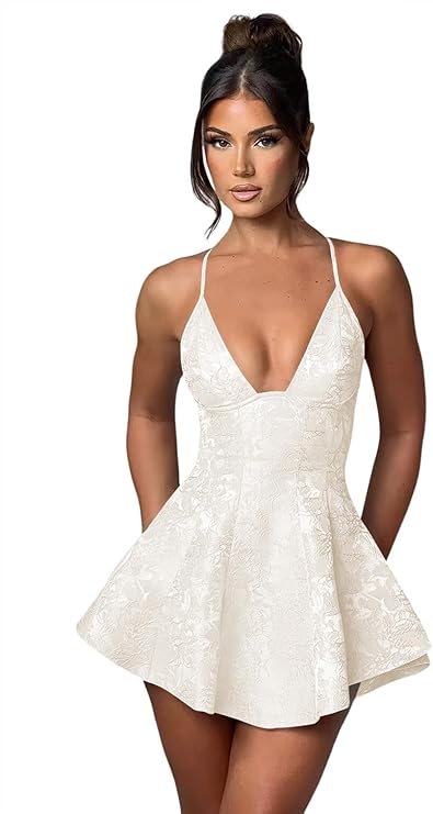 Dressystars Blue Jacquard Homecoming Dress Satin Halter A Line Short Party Dress