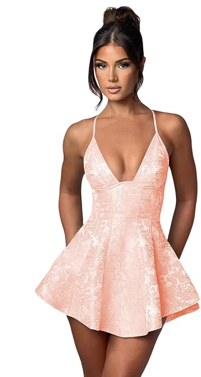Dressystars Blue Jacquard Homecoming Dress Satin Halter A Line Short Party Dress